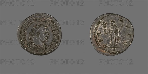 Coin Portraying Emperor Marcus Aurelius Valerius Maximianus (Maximian or Maximianus I), AD 286/305, Roman, Roman Empire, Bronze, Diam. 2.5 cm, 4.42 g