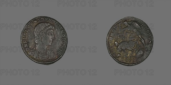 Coin Portraying Emperor Constantine II or Emperor Constantius Gallus, AD 317/337 or (Constantine II), AD 351/354 (Constanius Gallus), Roman, Roman Empire, Bronze, Diam. 2.3 cm, 5.37 g