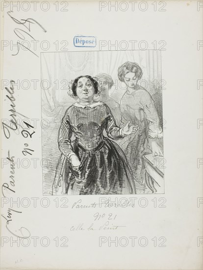 Les-Parents-Terribles series: This one paints…, 1852, Paul Gavarni, French, 1804-1866, France, Lithograph in black on cream wove paper, 191.5 × 162 mm (image), 358 × 269 mm (sheet)