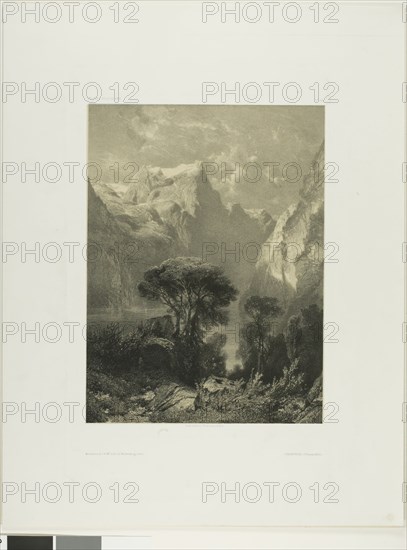 Brunnen, 1852, Alexandre Calame, Swiss, 1810-1864, Switzerland, 278 x 210 mm (image), 454 x 352 mm (sheet)
