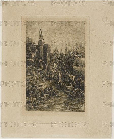 My Dream, 1883, Rodolphe Bresdin, French, 1825-1885, France, Etching on paper, 183 × 119 mm (image), 218 × 138 mm (plate)