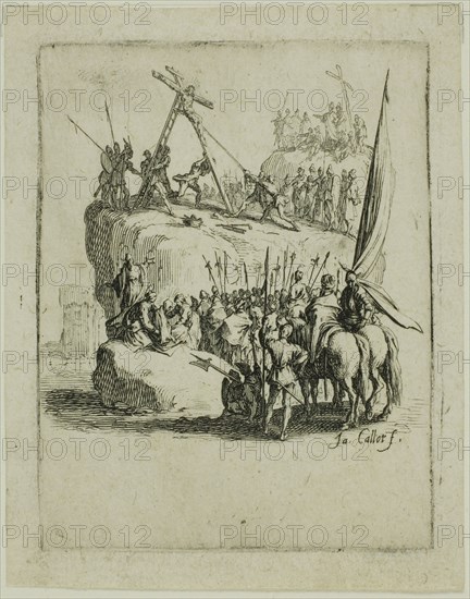 The Crucifixion, from The Small Passion, 1624/31, Jacques Callot, French, 1592-1635, France, Etching on ivory laid paper, 75 × 58 mm