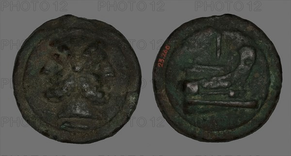 As (Coin) Depicting the God Janus, 225/217 BC, Roman, Roman Empire, Bronze, Diam. 6.6 cm, 262.47 g