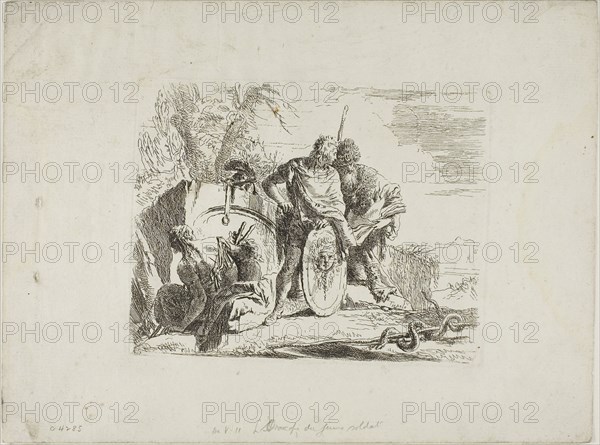 The Astrologer and the Young Soldier, from Capricci, 1740/50, Giambattista Tiepolo, Italian, 1696-1770, Italy, Etching on paper, 140 x 180 mm