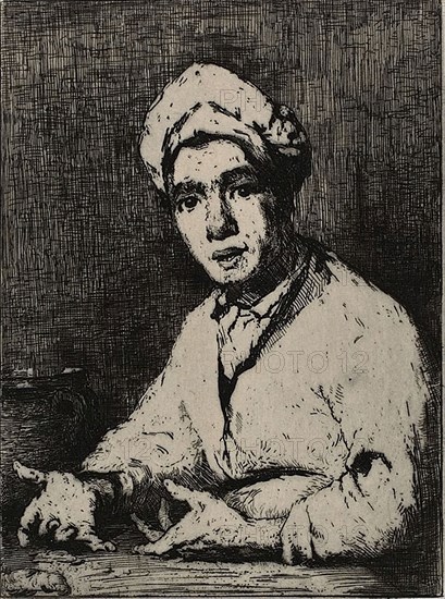 The Cook’s Recipe, 1878, Théodule Augustin Ribot, French, 1823-1891, France, Etching on cream laid Japanese paper, 230 × 171 mm (image), 270 × 183 mm (plate), 370 × 247 mm (sheet)