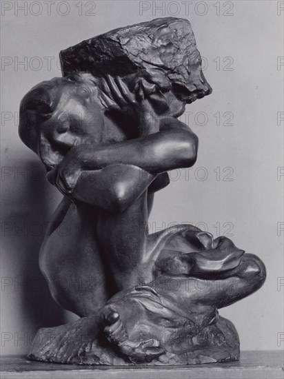 The Fallen Caryatid Carrying Her Stone, Modeled 1881–82, cast 1902/24, Auguste Rodin, French, 1840-1917, France, Bronze, H. 44.5 cm (17 1/2 in.)
