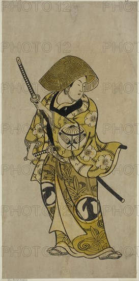 The Actor Sawamura Kamesaburo as Nagoya Kosanza in the play Keisei Fukubiki Nagoya, performed at the Nakamura Theater in the first month, 1731, 1731, Attributed to Okumura Toshinobu, Japanese, active c. 1717-50, Japan, Hand-colored woodblock print, hosoban, urushi-e, 12 x 5 7/8 in., Distant View of Azuma Bridge and Kinryuzan Temple (Azumabashi Kinryuzan enbo), from the series One Hundred Famous Views of Edo (Meisho Edo hyakkei), 1857, Utagawa Hiroshige ?? ??, Japanese, 1797–1858, Japan, Color woodblock print, oban