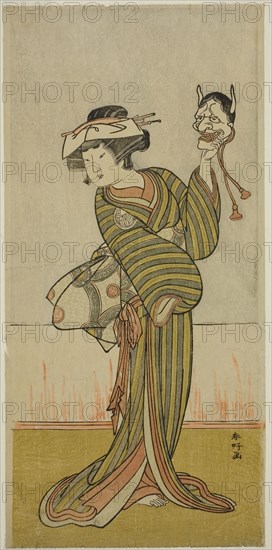 The Actor Yamashita Kinsaku II in an Unidentified Role, c. 1776, Katsukawa Shunko I, Japanese, 1743-1812, Japan, Color woodblock print, hosoban, possibly the right sheet of diptych, 31.4 x 15.1 cm (12 3/8 x 5 15/16 in.)