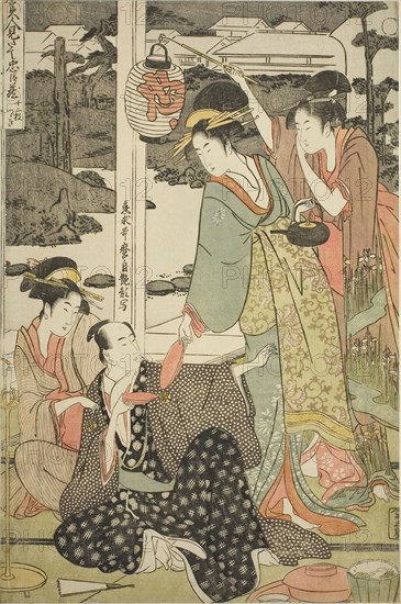 The Chushingura Drama Parodied by Famous Beauties: A Set of Twelve Prints (Komei bijin mitate Chushingura, junimai tsuzuki), c. 1794/95, Kitagawa Utamaro ??? ??, Japanese, 1753 (?)-1806, Japan, Color woodblock print, left sheet of oban diptych