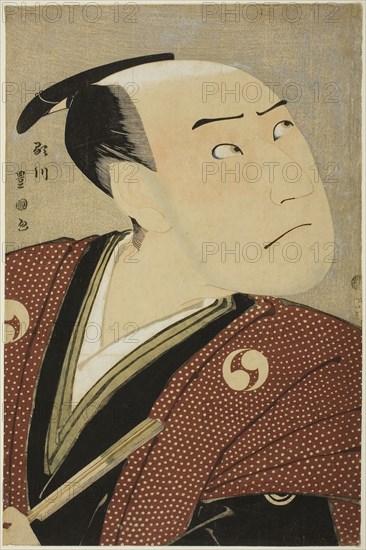 The actor Sawamura Sojuro III as Oboshi Yuranosuke in the play Edo no Hana Ako no Shiogama, performed at the Kiri Theater in the fourth month, 1796, 1796, Utagawa Toyokuni I ?? ?? ??, Japanese, 1769–1825, Japan, Color woodblock print, oban, 37.1 x 24.8 cm (14 9/16 x 9 3/4 in.)