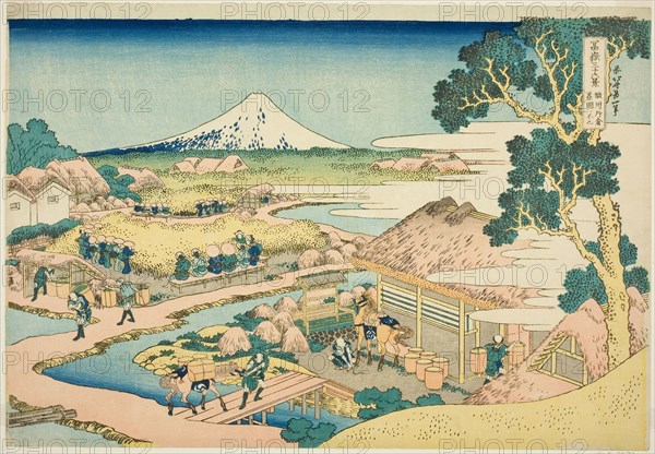 The Tea Plantation of Katakura in Suruga Province (Sunshu Katakura chaen no Fuji), from the series Thirty-six Views of Mount Fuji (Fugaku sanjurokkei), c. 1830/33, Katsushika Hokusai ?? ??, Japanese, 1760-1849, Japan, Color woodblock print, oban, 26.5 x 38.1 cm (10 3/8 x 15 in.)