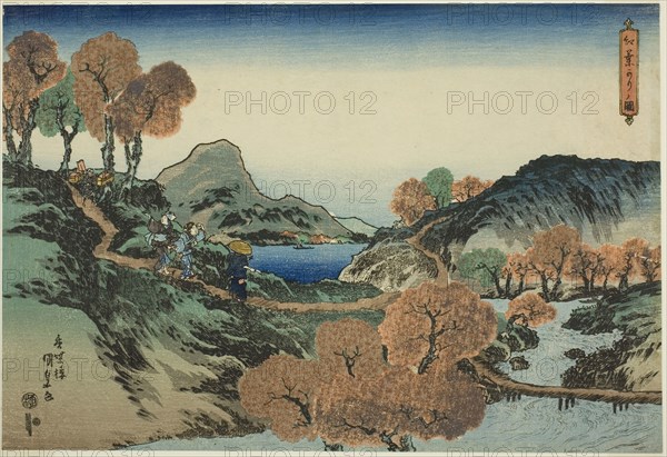 Viewing Maple Trees, 1835, Utagawa Kunisada I (Toyokuni III), Japanese, 1786-1864, Japan, Color woodblock print, 25.5 x 37.4 cm