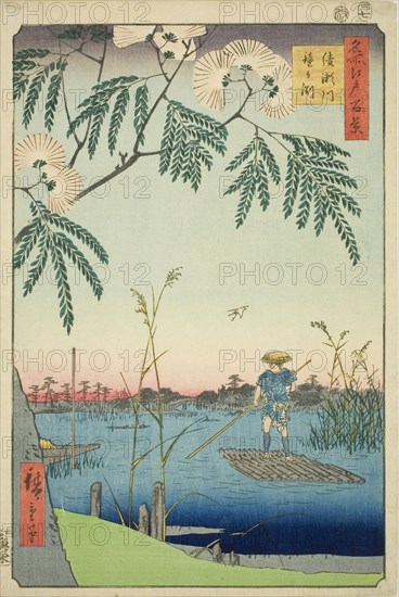 Ayase River and Kanegafuchi (Ayasegawa Kanegafuchi), from the series One Hundred Famous Views of Edo (Meisho Edo hyakkei), 1857, Utagawa Hiroshige ?? ??, Japanese, 1797-1858, Japan, Color woodblock print, oban, 36 x 24.1 cm (14 3/16 x 9 1/2 in.)