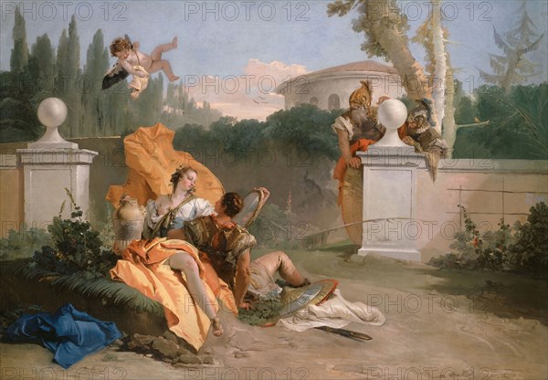 Rinaldo and Armida in Her Garden, 1742/45, Giovanni Battista Tiepolo, Italian, 1696–1770, Italy, Oil on canvas, 186.7 × 259.4 cm (73 1/2 × 102 1/8 in.)