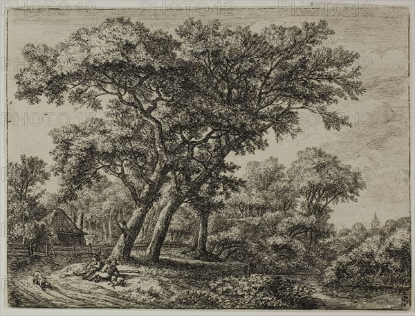 Two Hunters Resting, n.d., Anthoni Waterlo, Dutch, 1609-1690, Holland, Etching on paper, 155 x 206 mm