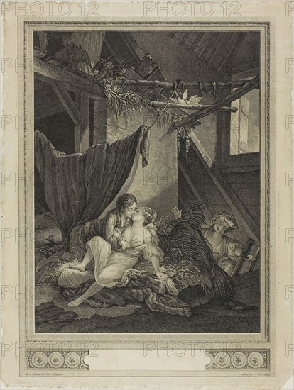 Les Soins Tardifs, c. 1770, Nicolas Delaunay (French, 1739-1792), after Pierre-Antoine Baudouin (French, 1723-1769), France, Etching on paper, 292 × 218 mm (image), 374 × 282 mm (sheet)