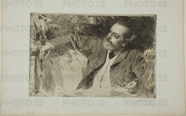 Antonin Proust, 1889, Anders Zorn, Swedish, 1860-1920, Sweden, Etching on off-white laid paper, 152 x 233 mm (image), 159 x 239 mm (plate), 219 x 346 mm (sheet)