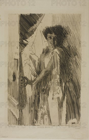 Rosita Mauri, 1889, Anders Zorn, Swedish, 1860-1920, Sweden, Etching on ivory wove paper, 219 x 143 mm (image), 238 x 159 mm (plate), 270 x 173 mm (sheet)