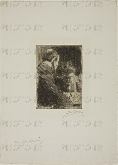 Chess-Players, 1891, Anders Zorn, Swedish, 1860-1920, Sweden, Etching on ivory laid paper, 135 x 96 mm (image), 139 x 100 mm (plate), 355 x 255 mm (sheet)