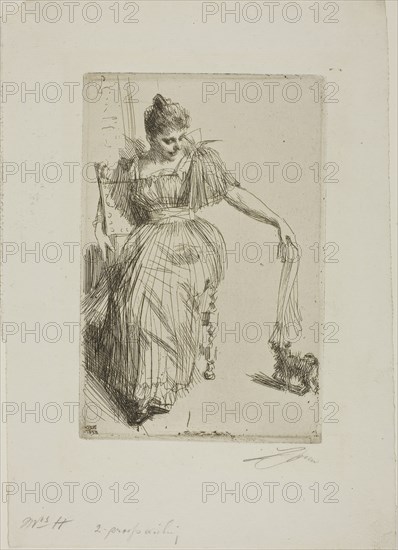 Gerda Hagborg II, 1893, Anders Zorn, Swedish, 1860-1920, Sweden, Etching on ivory laid paper, 237 x 158 mm (image/plate), 355 x 251 mm (sheet)