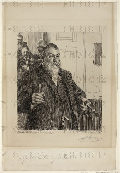 A Toast II, 1893, Anders Zorn, Swedish, 1860-1920, Sweden, Etching on ivory laid paper, 299 x 259 mm (image), 318 x 268 mm (plate), 513 x 353 mm (sheet)