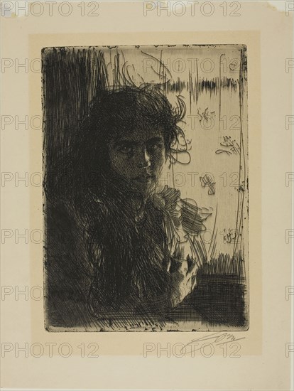 An Irish Girl or Annie, 1894, Anders Zorn, Swedish, 1860-1920, Sweden, Etching on cream wove paper, 276 x 199 mm (image/plate), 374 x 283 mm (sheet)