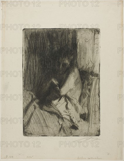 Surprised, 1898, Anders Zorn, Swedish, 1860-1920, Sweden, Etching on ivory laid paper, 247 x 178 mm (image/plate), 362 x 278 mm (sheet)