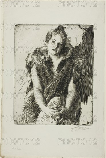 Maja von Heijne, 1900, Anders Zorn, Swedish, 1860-1920, Sweden, Etching on off-white laid paper, 247 x 196 mm (image/plate), 388 x 258 mm (sheet)