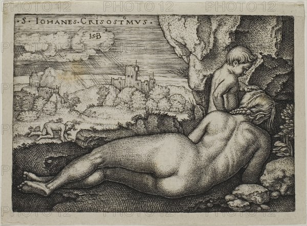 Penance of St. John Chrysostomus, n.d., Sebald Beham (German, 1500-1550), after Barthel Beham (German, 1502-1540), Germany, Engraving in black on ivory laid paper, 54 x 77 mm (image/plate), 60 x 82 mm (sheet)