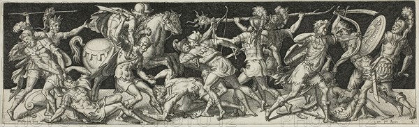 Combats and Triumphs, 1550/1572, Etienne Delaune, French, c. 1519-1583, France, Engraving on paper, 65 × 220 mm