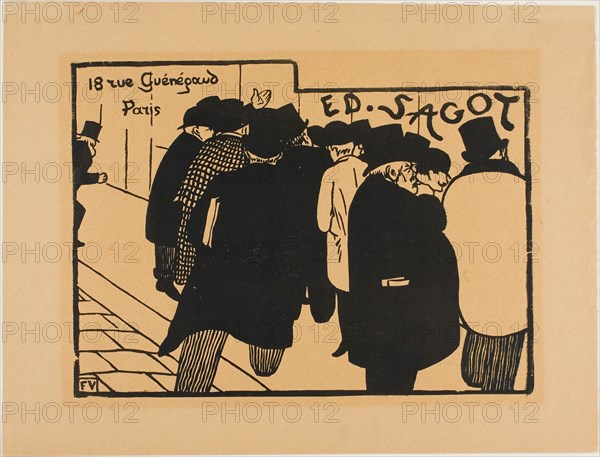 Print Fanciers, 1892, Félix Edouard Vallotton, French, born Switzerland, 1865-1925, France, Woodcut in black on cream wove paper, 185 × 253 mm (image), 251 × 327 mm (sheet)