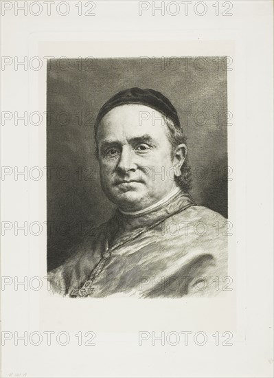 Monsignor Pie, Bishop of Poitiers, 1879, Claude Ferdinand Gaillard, French, 1834-1887, France, Engraving on ivory China paper, laid down on white wove paper, 245 × 171 mm (plate), 298 × 217 mm (sheet)