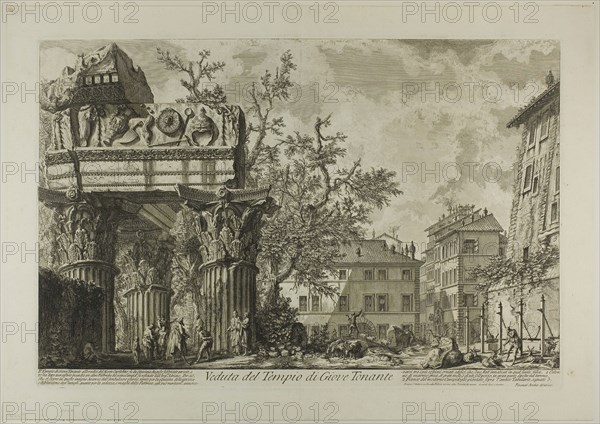 View of the Temple of Jupiter Tonans [Jupiter the Thunderer], from Views of Rome, 1750/59, Giovanni Battista Piranesi, Italian, 1720-1778, Italy, Etching on heavy ivory laid paper, 377 x 596 mm (image), 400 x 600 mm (plate), 475 x 672 mm (sheet)