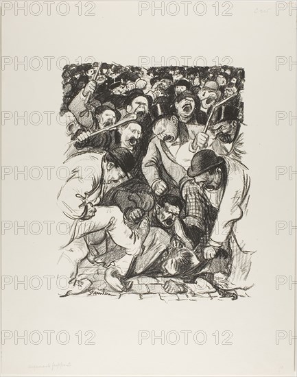 Striking Arguments, January 1898, Théophile-Alexandre Steinlen, French, born Switzerland, 1859-1923, France, Lithograph in black on thick ivory wove paper, 355 × 295 mm, 550 × 434 mm (sheet)