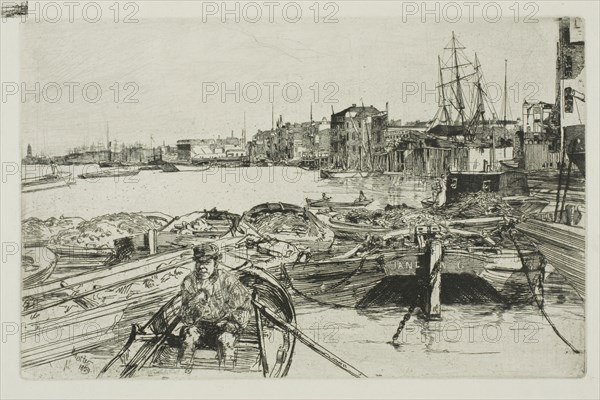 The Pool, 1859, James McNeill Whistler, American, 1834-1903, United States, Etching and drypoint with foul biting in black ink on off-white laid paper, 137 x 215 mm (plate), 199 x 321 mm (sheet)