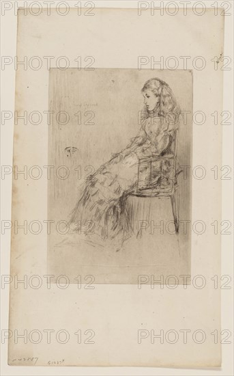 Fanny Leyland, 1874, James McNeill Whistler, American, 1834-1903, United States, Drypoint in black ink on ivory laid paper, 195 x 131 mm (plate), 323 x 192 mm (sheet)