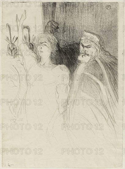 Bartet and Mounet-Sully, in Antigone, 1893, Henri de Toulouse-Lautrec, French, 1864-1901, France, Lithograph on cream wove paper, 378 × 278.5 mm (image), 378 × 280 mm (sheet)