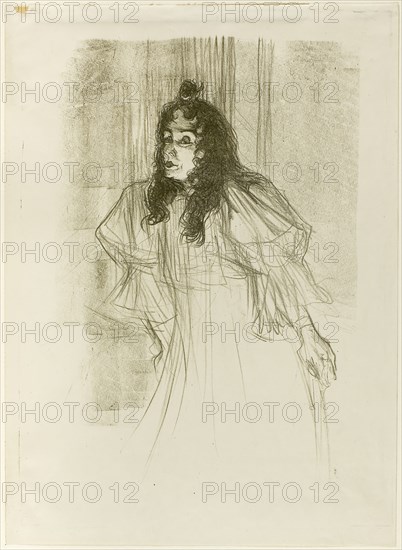 Miss May Belfort with Long Hair, 1895, Henri de Toulouse-Lautrec, French, 1864-1901, France, Color lithograph on cream wove paper, 325 × 244 mm (image), 391 × 284 mm (sheet)