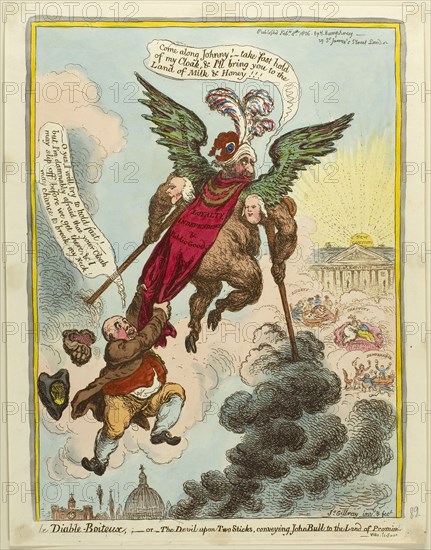 Le Diable-Boiteux, published Feburary 8, 1806, James Gillray (English, 1756-1815), published by Hannah Humphrey (English, c. 1745-1818), England, Hand-colored etching on paper, 329 × 244 mm (image), 340 × 246 mm (plate), 355 × 275 mm (sheet)