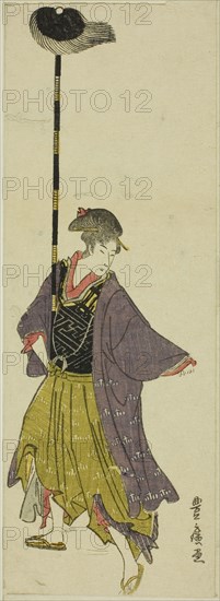 Parody of a daimyo procession, c. 1805/07, Utagawa Toyohiro, Japanese, 1773-1828, Japan, Color woodblock print, 1 of 12 sheets (see 1928.391-402), 24.5 x 9.6 cm