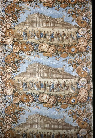 Panel (Furnishing Fabric), c. 1851, Probably Manufactured by Wright & Lee, England, probably Manchester, England, Cotton, plain weave, engraved roller printed, glazed, 145.5 × 71.5 cm (57 1/4 × 28 1/8 in.)