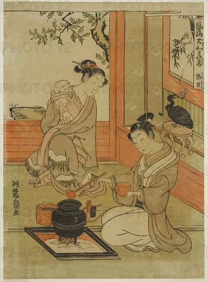 Kakkyo (Chinese: Guo Ju), from the series Fashionable Japanese Versions of the Twenty-four Paragons of Filial Piety (Furyu Yamato nijushiko), c. 1770/72, Isoda Koryusai, Japanese, 1735-1790, Japan, Color woodblock print, chuban, 10 1/8 x 7 3/8 in.