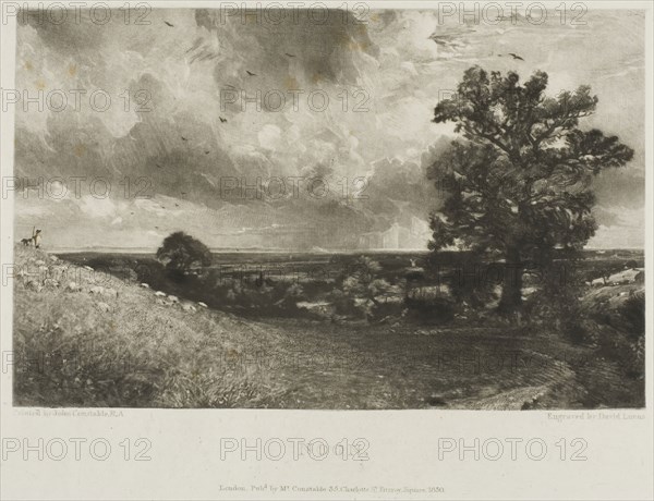 Noon, 1830, David Lucas (English, 1802-1881), after John Constable (English, 1776-1837), England, Mezzotint on paper, 139 × 219 mm (image), 191 × 254 mm (plate), 298 × 448 mm (sheet)