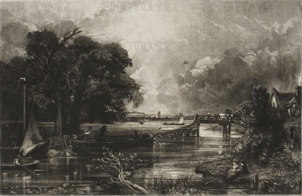 River Stour, Suffolk, 1830, published 1831, David Lucas (English, 1802-1881), after John Constable (English, 1776-1837), England, Mezzotint on paper, 144 × 122 mm (image), 179 × 253 mm (plate), 294 × 431 mm (sheet)