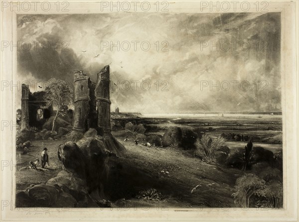 Hadleigh Castle Near the Nore, 1831–32, published 1832, David Lucas (English, 1802-1881), after John Constable (English, 1776-1837), England, Mezzotint on paper, 267 × 364 mm (image), 276 × 373 mm (plate), 299 × 401 mm (sheet)