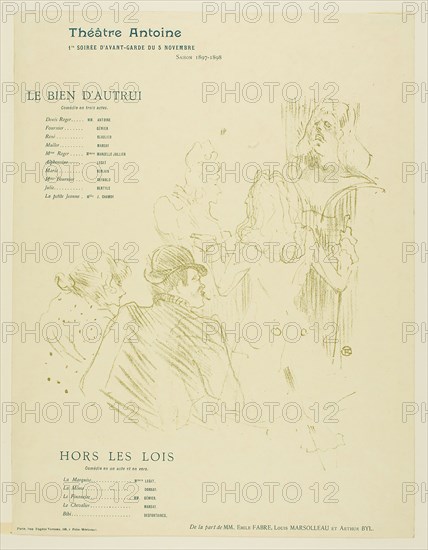 Homage to Molière, 1897, Henri de Toulouse-Lautrec, French, 1864-1901, France, Color lithograph on cream wove paper, 228 × 212 mm (image), 319 × 246 mm (sheet)