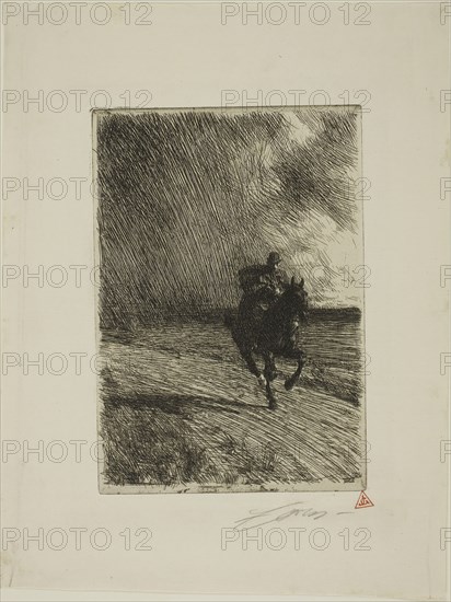 Storm, 1891, Anders Zorn, Swedish, 1860-1920, Sweden, Etching on ivory laid paper, 191 x 133 mm (image), 198 x 138 mm (plate), 304 x 230 mm (sheet)