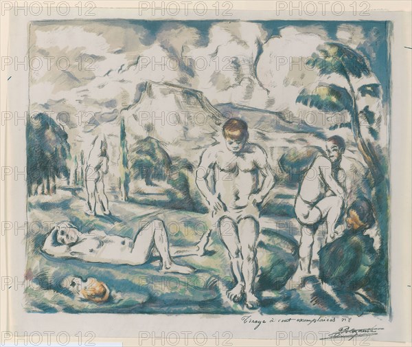 Bathers, 1890–1900, Paul Cézanne, French, 1839-1906, France, Color lithograph on ivory laid paper, 421 × 528 mm (image), 464 × 569 mm (sheet)