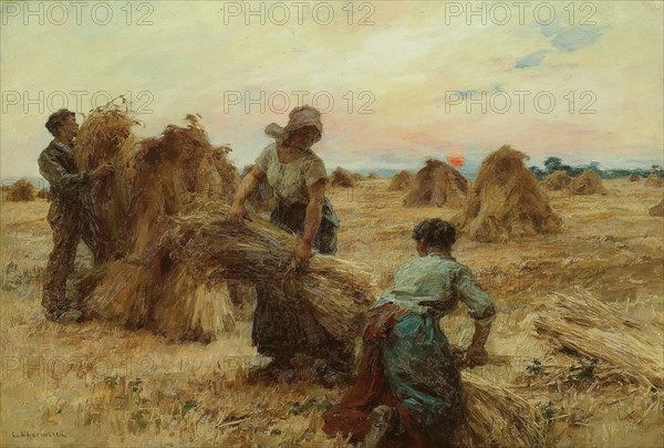 The Harvesters, 1888/89, Léon Augustin Lhermitte, French, 1844-1925, France, Oil on canvas, 52.9 × 77.3 cm (20 13/16 × 30 7/16 in.)