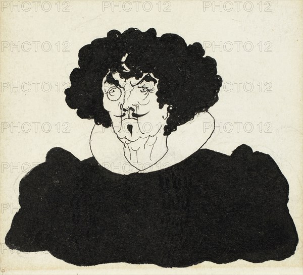 Portrait of Whistler in Spanish 17th Century Costume, 1892/1898, Aubrey Vincent Beardsley, English, 1872-1898, England, Pen and black ink, on ivory wove paper, 78 × 85 mm